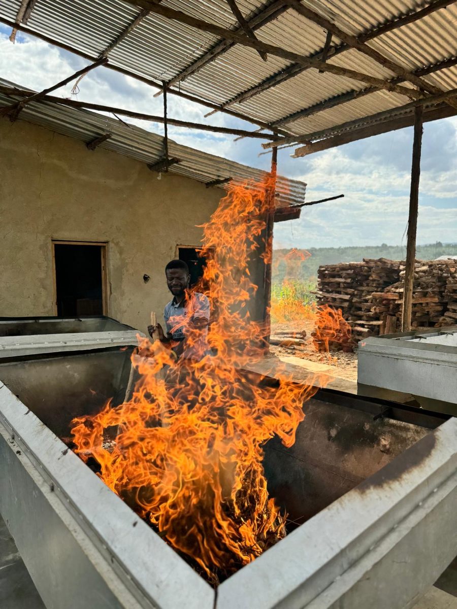 Biochar pyrolysis in progress